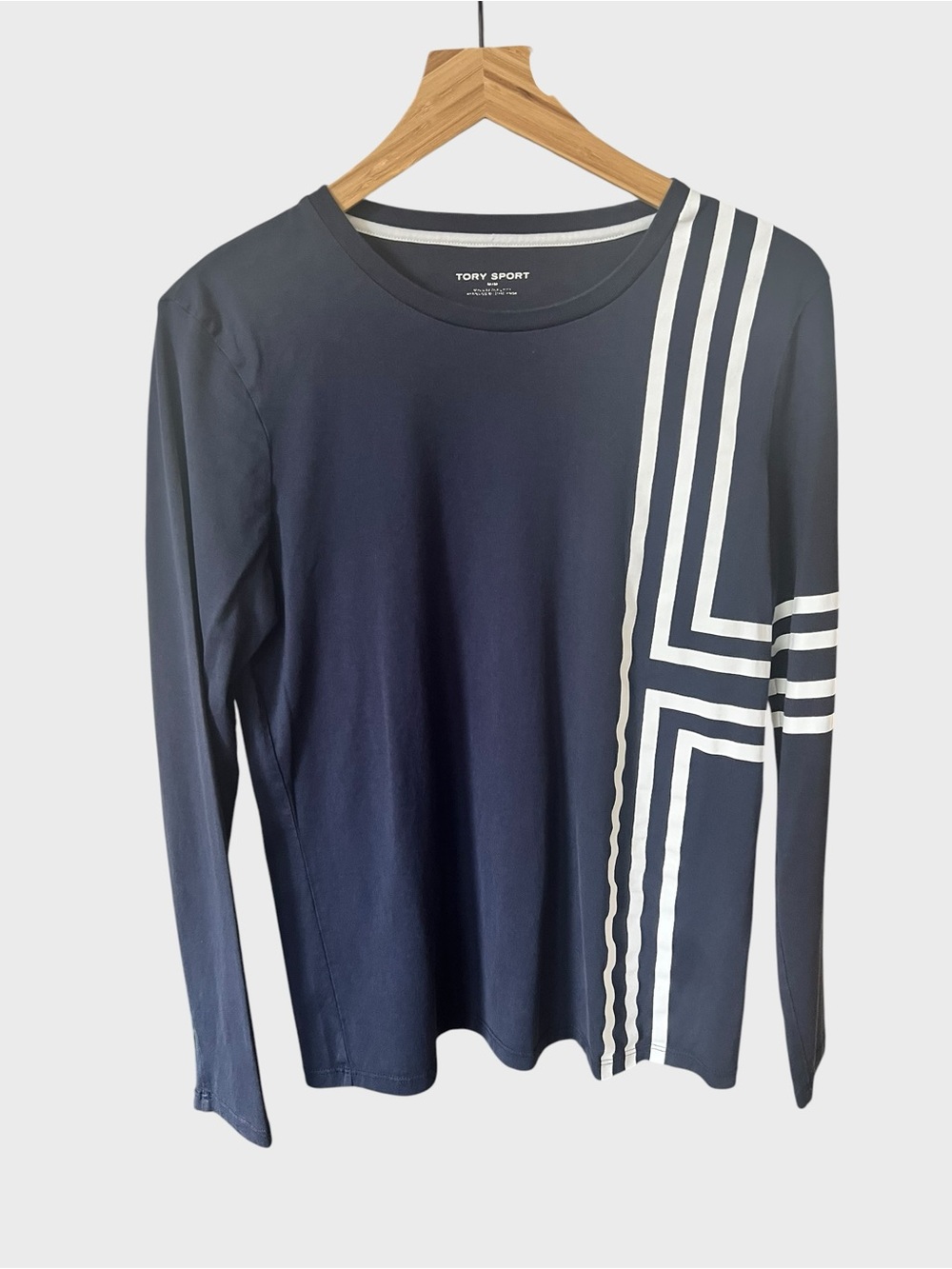 Tory Sport Navy Crewneck Tee with White Trim